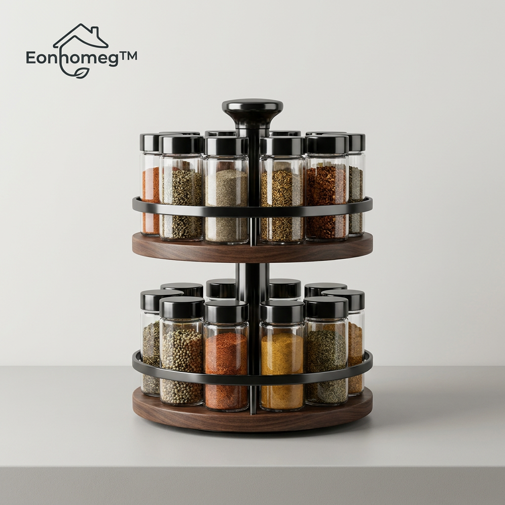 Eonhomeg™ Two-Tier Rotating Spice Jar Organizer