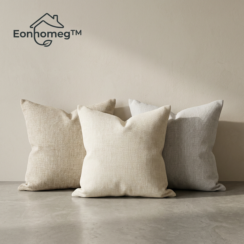 Eonhomeg™ Neutral Linen-Look Pillow Cover Set